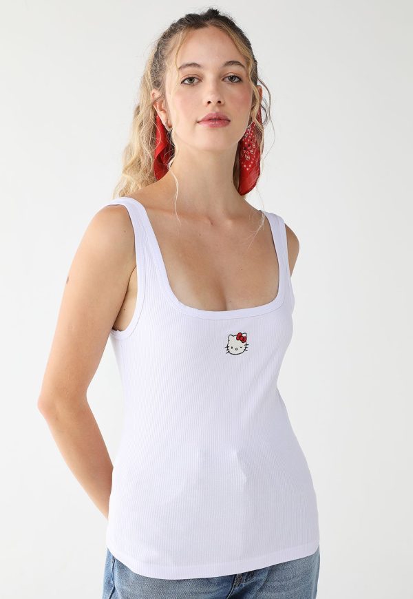 Regata Canelada My Favorite Things Ajustada Hello Kitty Branca