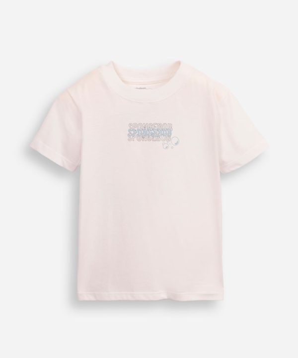 camiseta de algodão infantil bob esponja off white